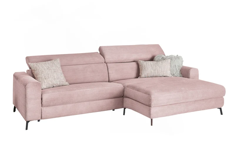 KAWOLA Sofa LAISKA Ecksofa Cord rosa