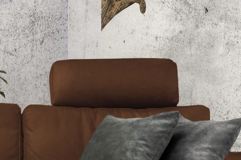 KAWOLA Sofa LOLA Ecksofa Leder braun mit motorischer Relaxfunktion