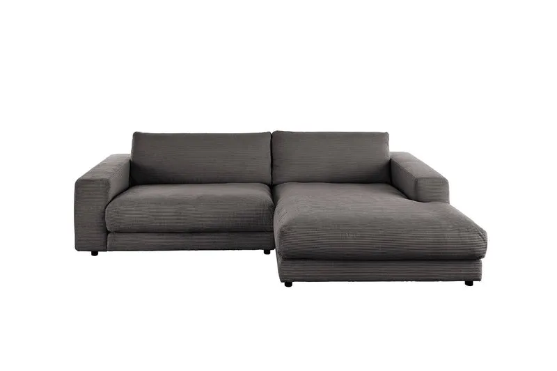 KAWOLA Sofa MADELINE Ecksofa mit Longchair Cord grau