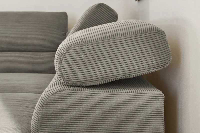 KAWOLA Sofa DELIA Ecksofa Feincord grau