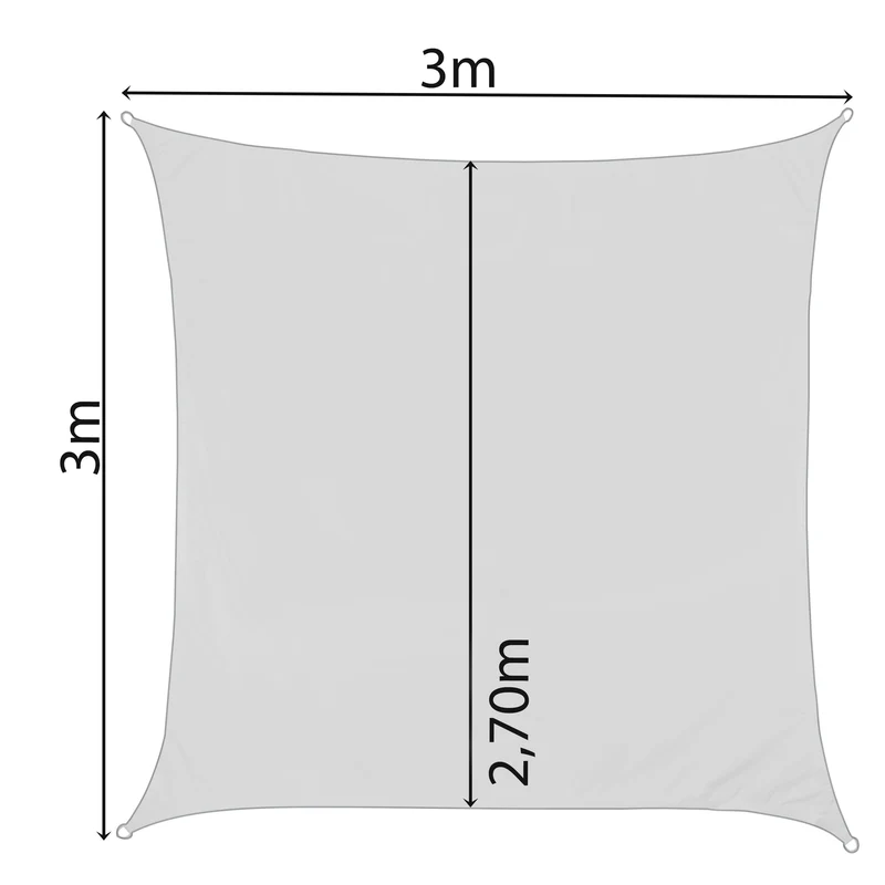 Sonnensegel 3x3 quadratisch - blau - Sonnenschutz atmungsaktiv - UV-Schutz Garten Terasse Camping