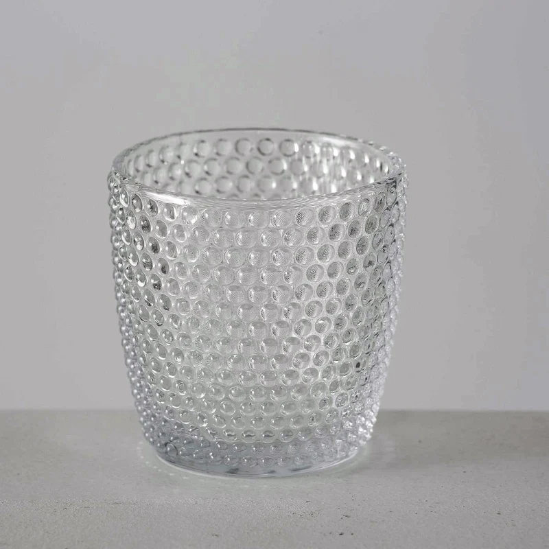 4´er Set Glas Teelichthalter Retro Weiß Klar 7cm Teelichtglas Windlicht-Halter