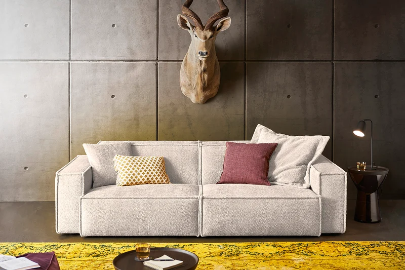 KAWOLA Sofa SAMU Stoff weiß