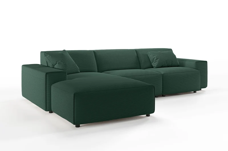 KAWOLA Sofa RANI Ecksofa Cord smaragd