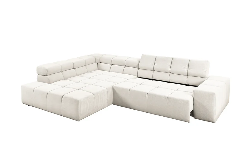 KAWOLA Sofa NEVADA Ecksofa Feincord weiß