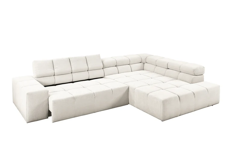KAWOLA Sofa NEVADA Ecksofa Feincord weiß