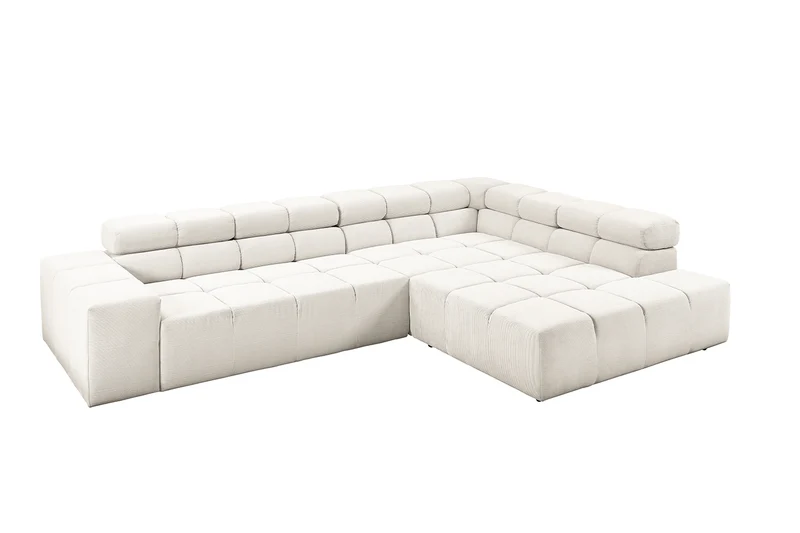 KAWOLA Sofa NEVADA Ecksofa Feincord weiß