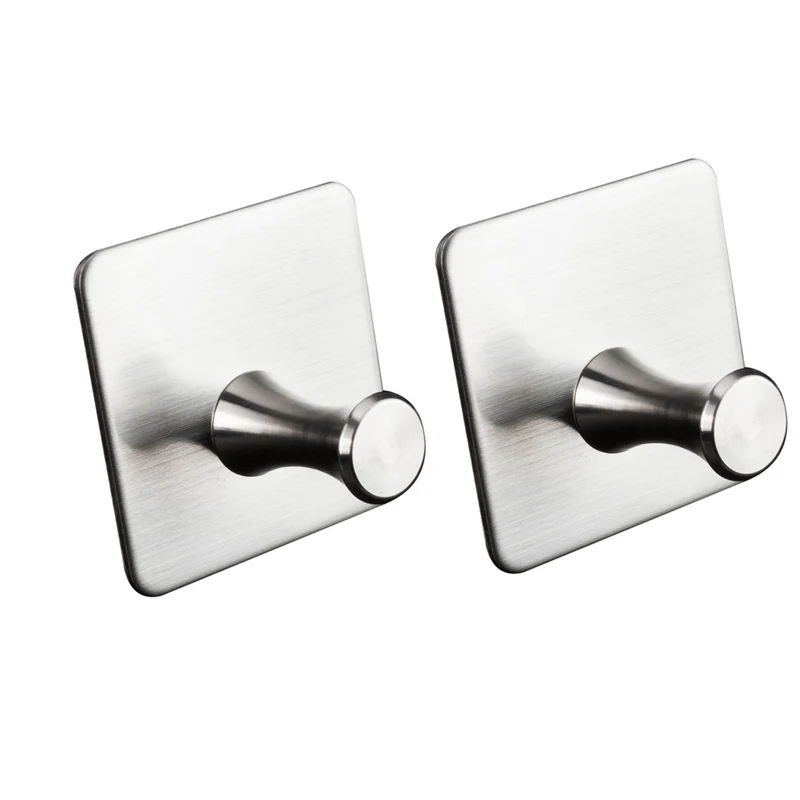 2x Wandhaken - 3M selbstklebend - Edelstahl Haken - Handtuchhaken ohne Bohren Wandhalterung universal Huthaken Klebehaken