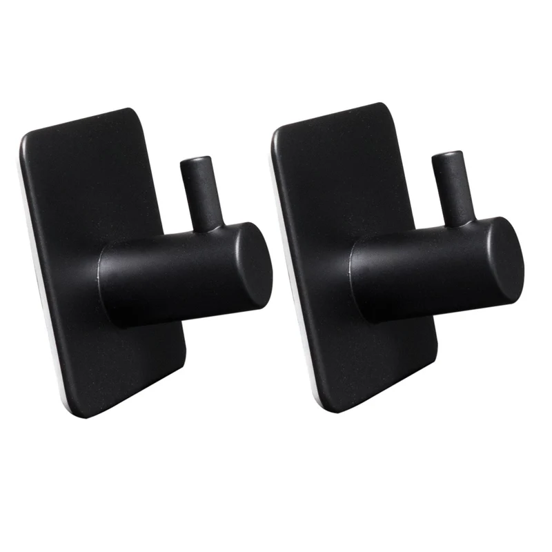 2 Stück Wandhaken - schwarz - 3M selbstklebend - Edelstahl Haken - Handtuchhaken ohne Bohren