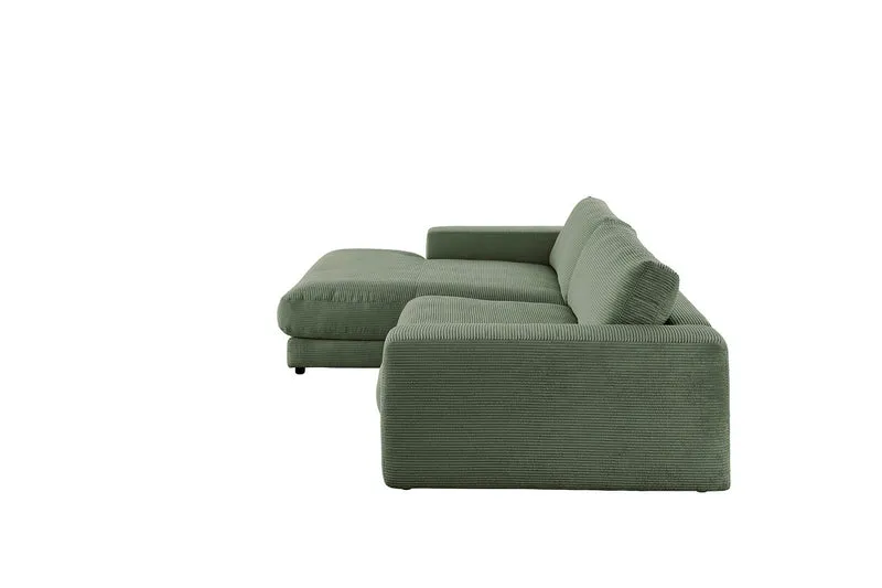 KAWOLA Sofa MADELINE Ecksofa mit Longchair Cord olivgrün