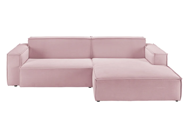 KAWOLA Sofa SAMU Ecksofa Feincord rosa