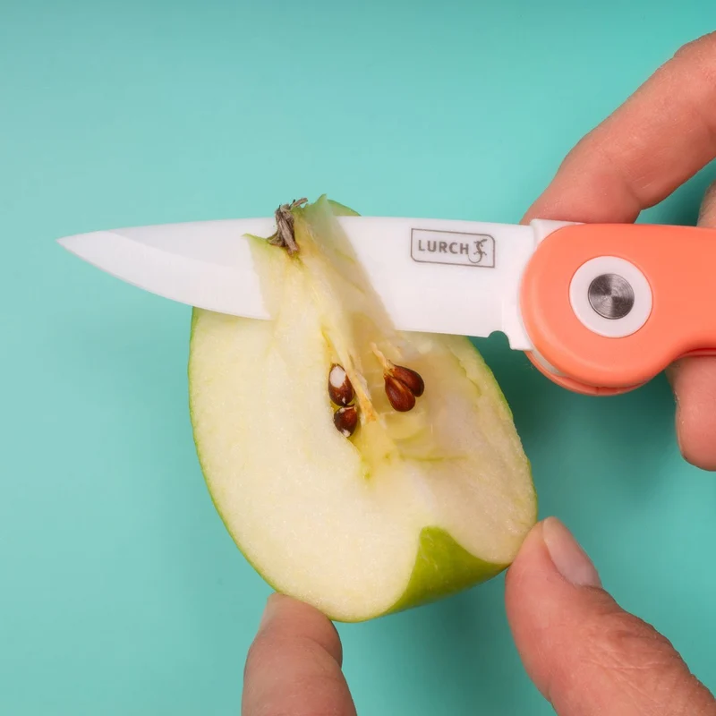 LURCH, Picknick-Messer peach mit einklappbarer Keramikklinge