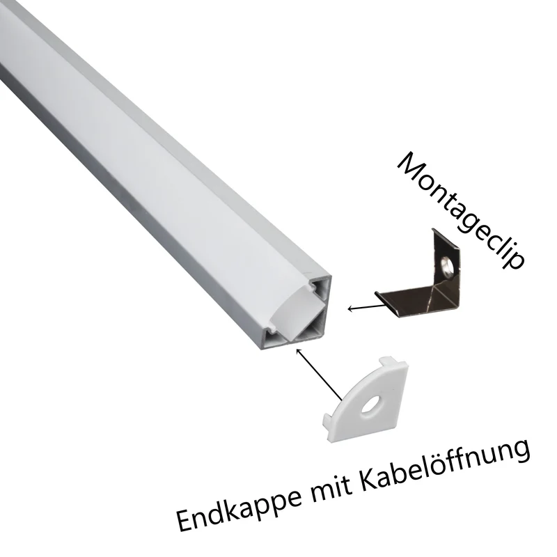 Aluminium Profil für LED - Stripes - 1 m lang - 25x7mm - Aufputzprofil mit Abdeckung und Endkappe
