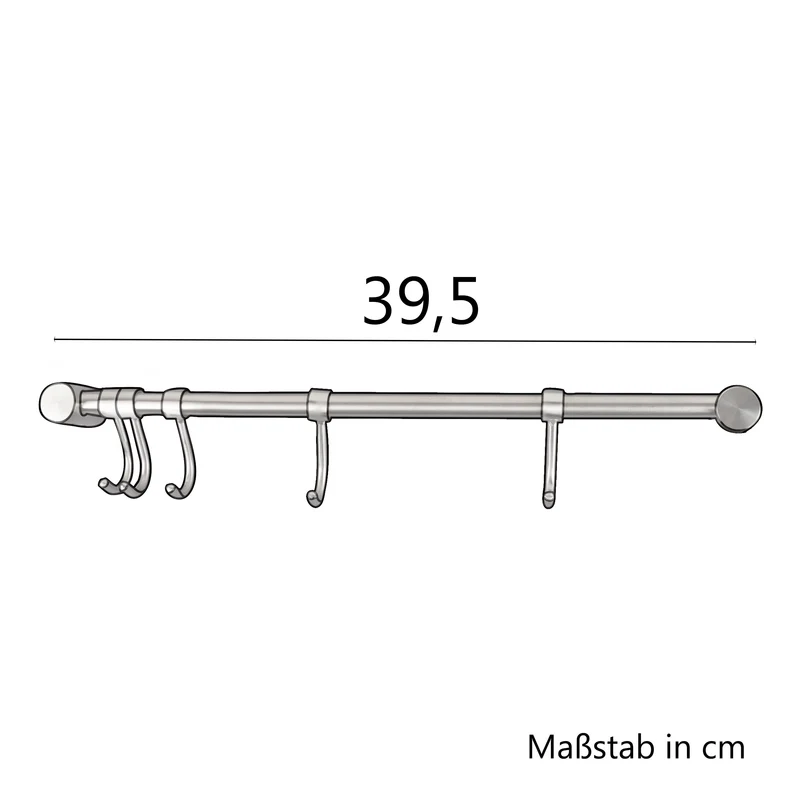 Hakenleiste mit 5 flexiblen Haken - Edelstahl Garderobe - Wandhaken zum Bohren Silber
