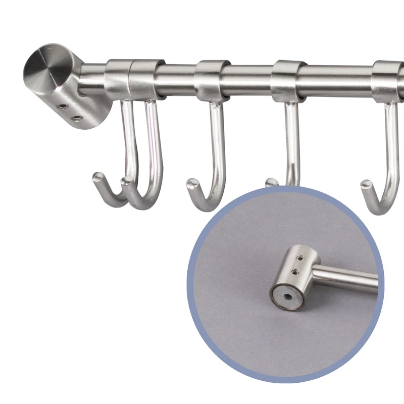 Hakenleiste mit 5 flexiblen Haken - Edelstahl Garderobe - Wandhaken zum Bohren Silber