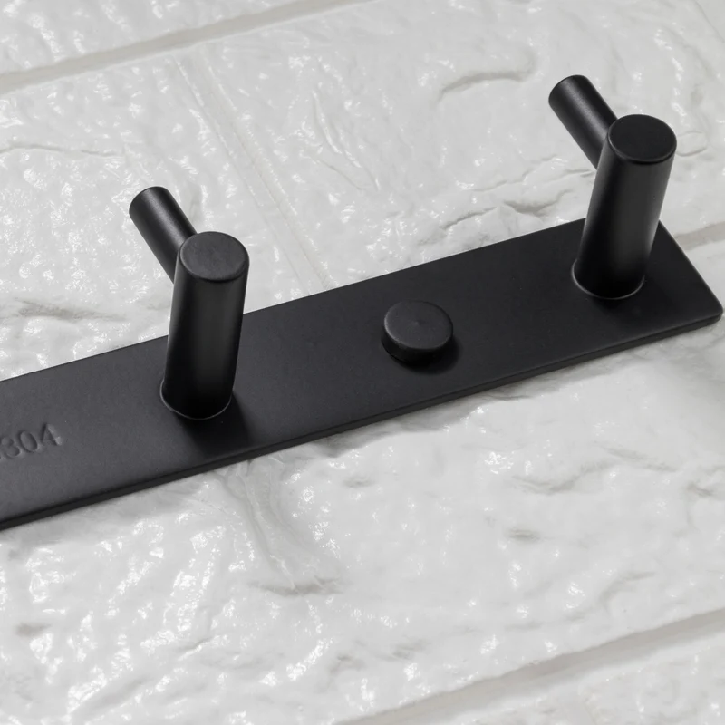 Hakenleiste mit 6 Pin-Haken - Edelstahl Garderobe - Wandhaken zum Bohren Silber