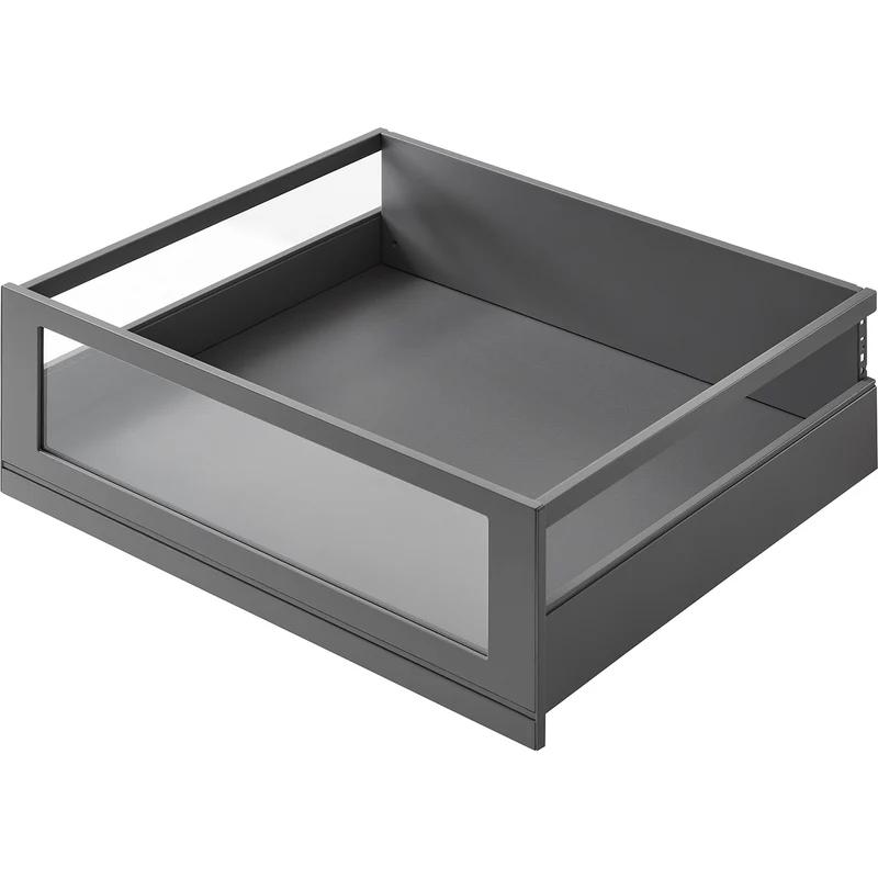 nobilia Innenauszug mit eckiger Reling und Design-Blende mit Glaseinsatz in Grauglas IAR60-G 60 cm