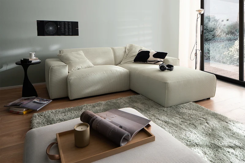 KAWOLA Sofa RANI Ecksofa Feincord beige