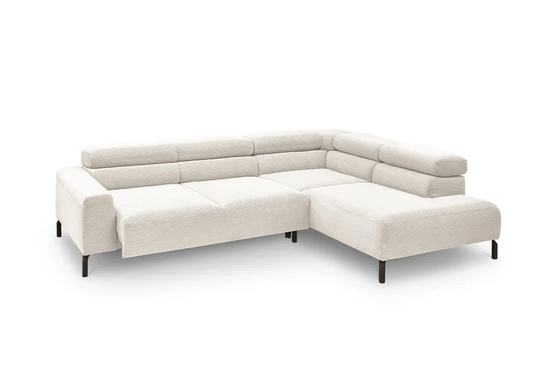 KAWOLA Sofa DELIA Ecksofa Feincord weiß
