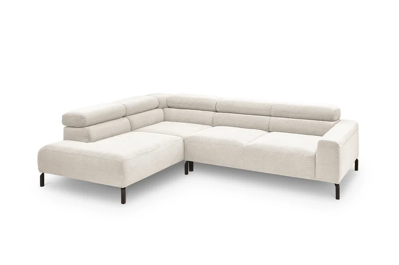 KAWOLA Sofa DELIA Ecksofa Feincord weiß
