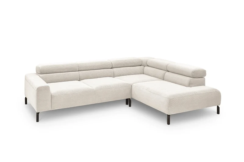 KAWOLA Sofa DELIA Ecksofa Feincord weiß