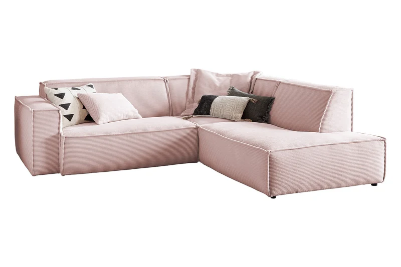KAWOLA Sofa SAMU Ecksofa Cord rosa
