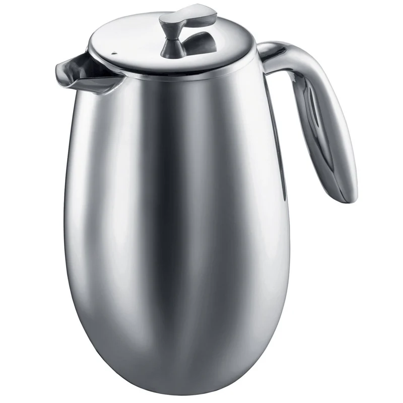 Bodum Doppelwandiger French Press Columbia - 1L / 8 Tassen - Edelstahl Matt - Spülmaschinenfest Kaffeebereiter