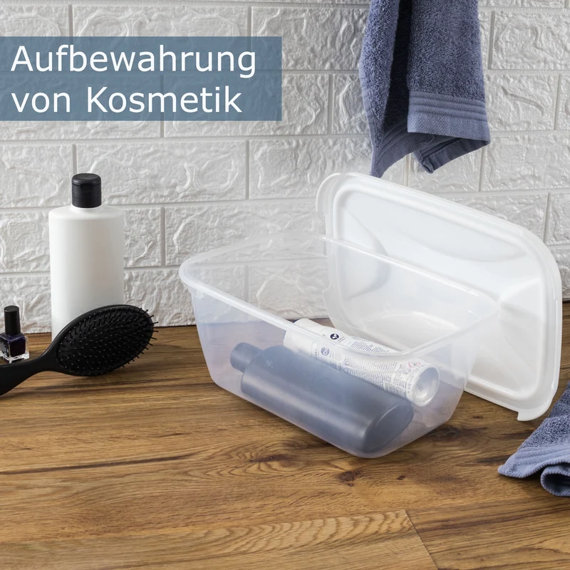 Vorratsdose 6 Liter mit Deckel Frischhaltedose - Aufbewahrungsbox mit Deckel lebensmittelecht - transparent mit weißem Deckel - rechteckig