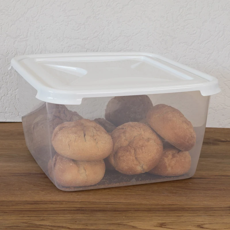 Vorratsdose 15 Liter mit Deckel Frischhaltedose - Aufbewahrungsbox mit Deckel - lebensmittelecht - transparent mit weißem Deckel - quadratisch