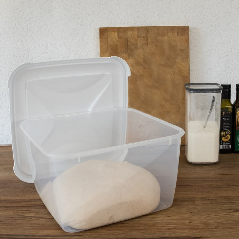 Vorratsdose 15 Liter mit Deckel Frischhaltedose - Aufbewahrungsbox mit Deckel - lebensmittelecht - transparent mit weißem Deckel - quadratisch