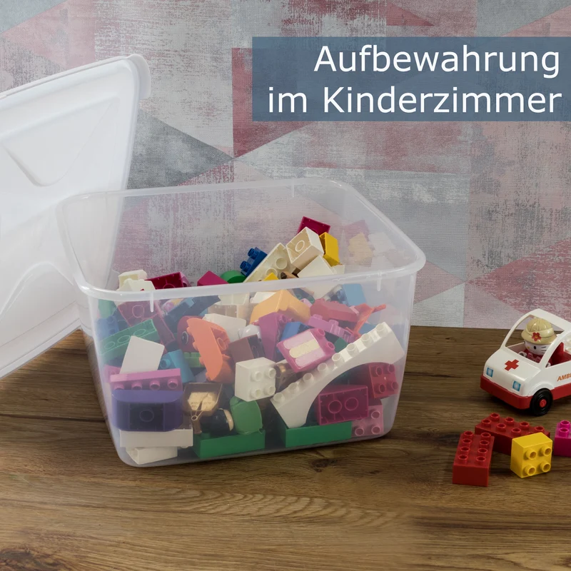 Vorratsdose 15 Liter mit Deckel Frischhaltedose - Aufbewahrungsbox mit Deckel - lebensmittelecht - transparent mit weißem Deckel - quadratisch