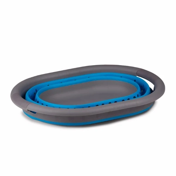Faltbarer Wäschekorb - 50x35,7x27cm - gefaltet 6 cm hoch - anthrazit-blau - 20 Liter collapsible - Wäschekiste - Wäschewanne
