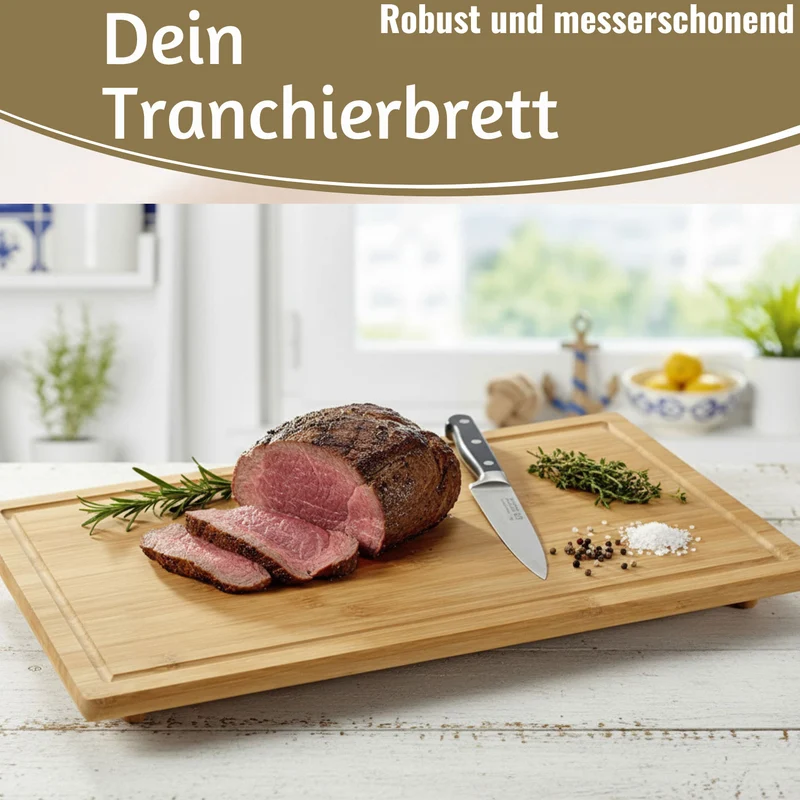 XL Holz Schneidebrett Herdabdeckplatte 50x28cm Bambus Küchenbrett Holzbrett Saftrille