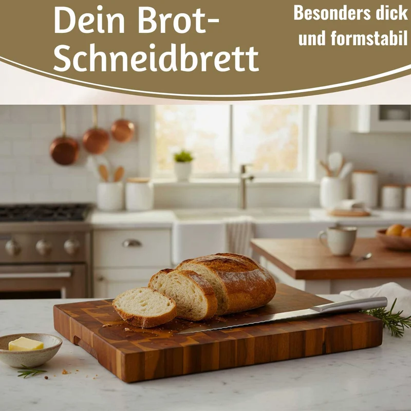 Profi Holz Schneidebrett Stirnholz 42cm XL Akazie Küchenbrett Tranchierbrett
