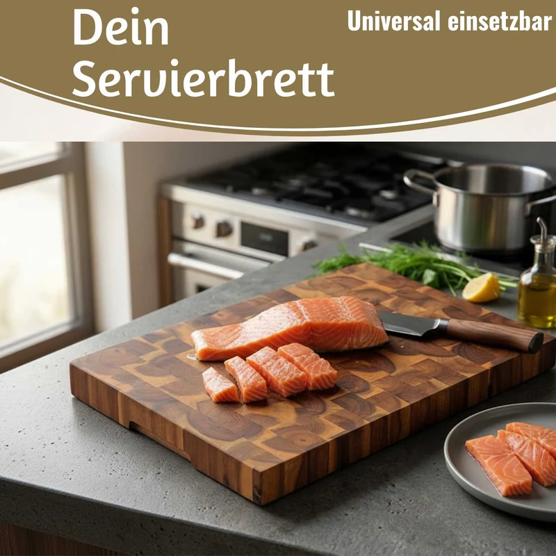 Profi Holz Schneidebrett Stirnholz 42cm XL Akazie Küchenbrett Tranchierbrett