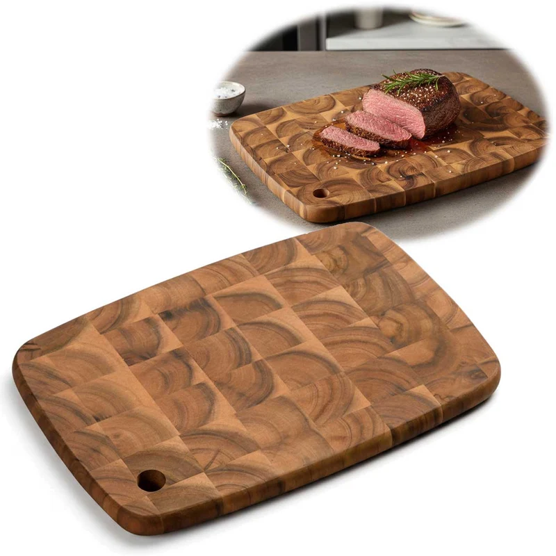 Profi Holz Schneidebrett Stirnholz 40cm XL Akazie Küchenbrett Tranchierbrett