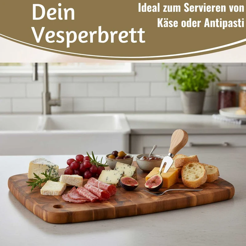 Profi Holz Schneidebrett Stirnholz 40cm XL Akazie Küchenbrett Tranchierbrett