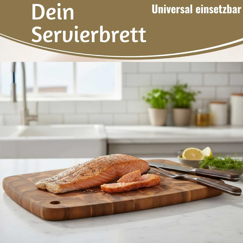 Profi Holz Schneidebrett Stirnholz 40cm XL Akazie Küchenbrett Tranchierbrett