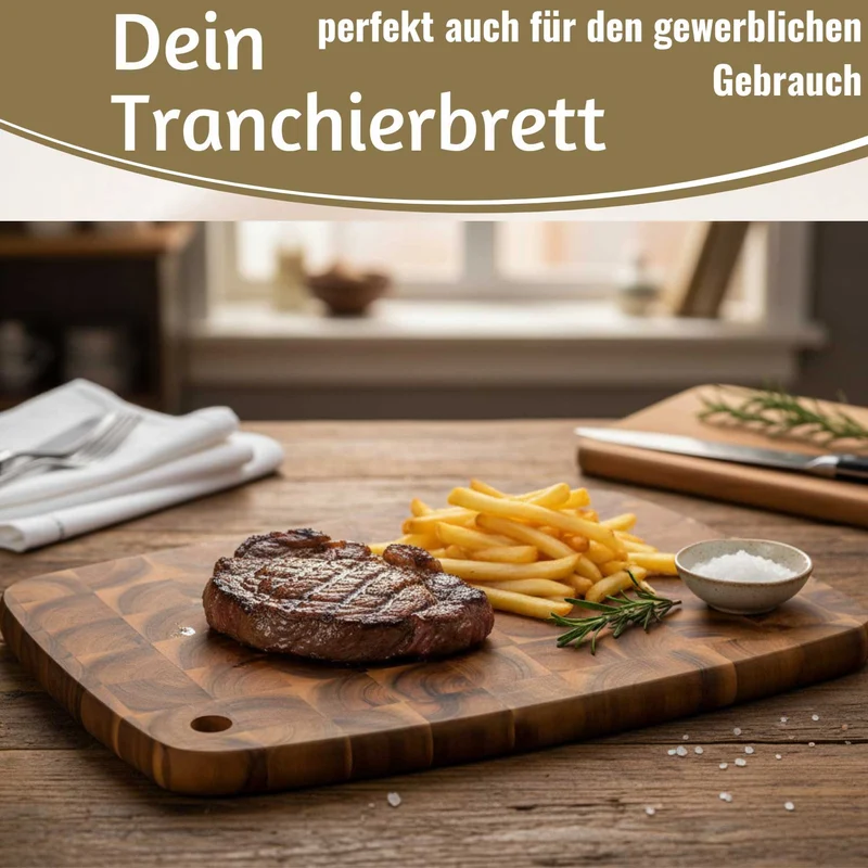 Profi Holz Schneidebrett Stirnholz 40cm XL Akazie Küchenbrett Tranchierbrett