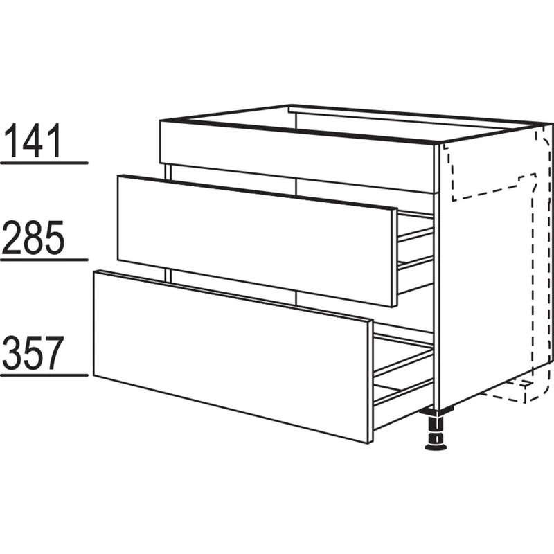 nobilia XL-Kochstellenschrank für Kochfeldabzug KM2A60-X 60 cm