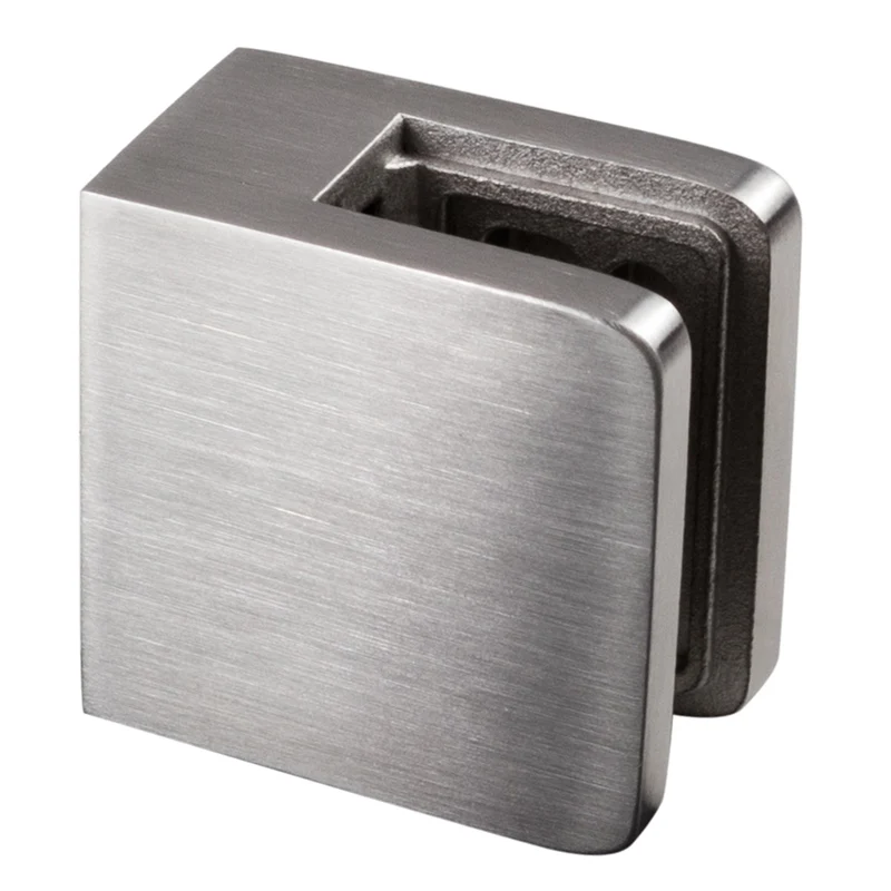 Edelstahl Glashalter eckig für 6 mm Glas - Glasklemme flach für gerade Flächen Geländer Sicherung