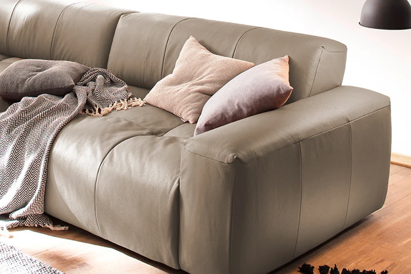 KAWOLA Big Sofa PALACE 3-Sitzer mit Sitztiefenverstellung Leder taupe