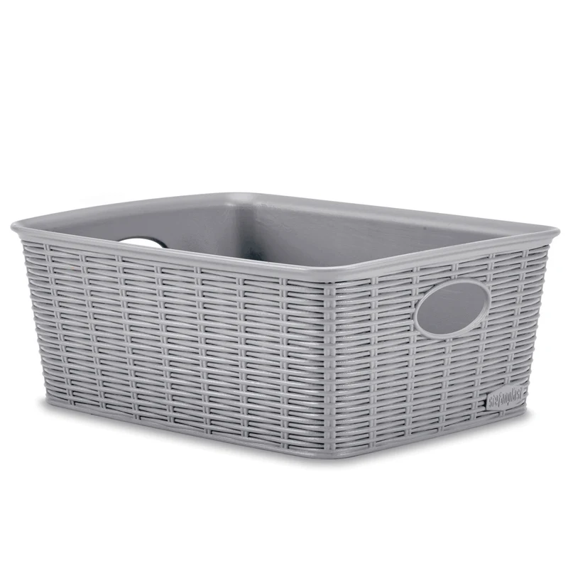 Aufbewahrungskörbchen WEIß Rattan-Optik - DINA5 24.5x19x10cm - LEBENSMITTELECHT Ordnungskorb Ordnungsbox Schubladenorganizer Organizerbox Ordnungssystem