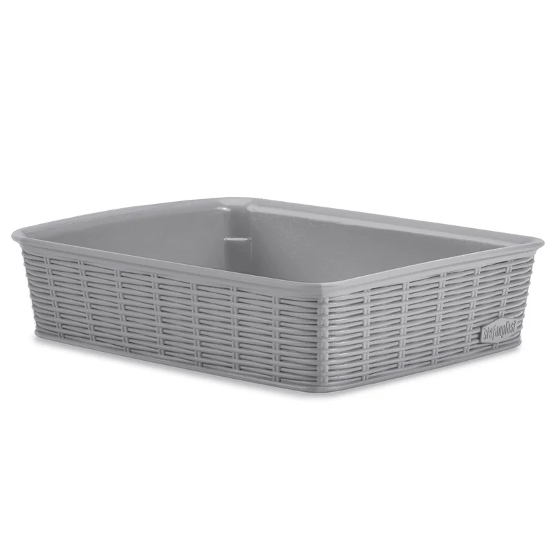 Aufbewahrungskörbchen WEIß Rattan-Optik - DINA5 24.5x19x6cm LEBENSMITTELECHT - Ordnungskorb Ordnungsbox Schubladenorganizer Organizerbox Ordnungssystem