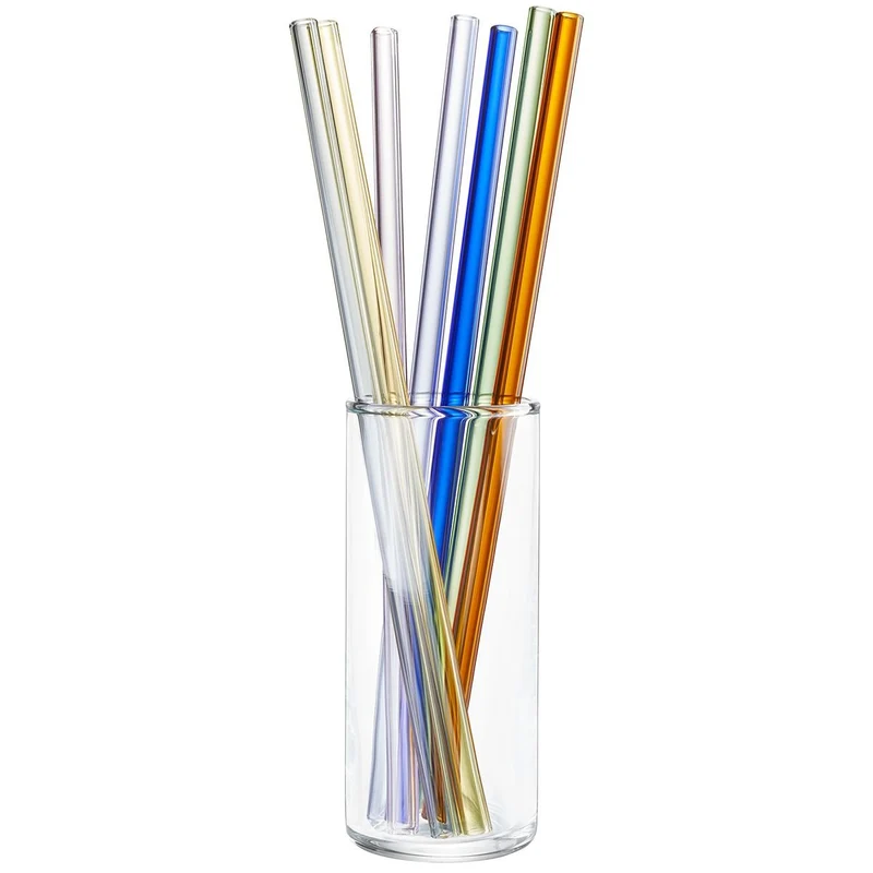 Gefu, Glastrinkhalm FUTURE, 23 cm bunt 8 Stück mit Bürste