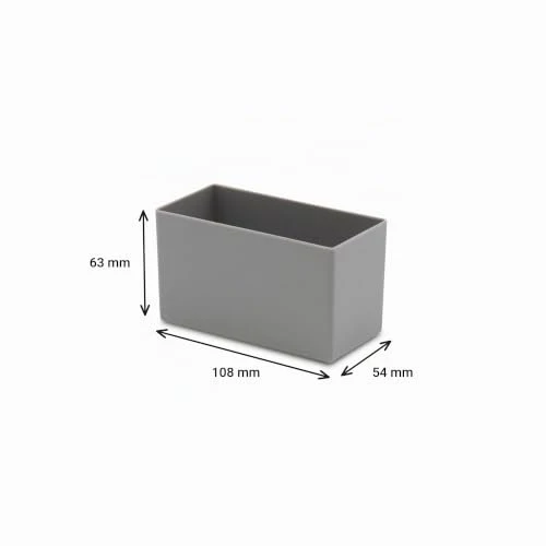 1a-TopStore 25 Stück Einsatzkasten Serie E63, farblich sortiert, 5 Farben u. 4 Größen, aus Polystyrol, Industrienorm, für Schubladen, Sortimentskästen etc. (grau, 63/2 108x54x63 mm)