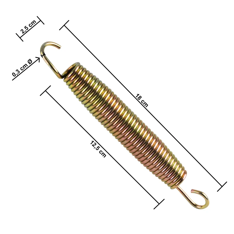 10x Trampolin Feder - 18 cm lang - mit 2 Haken - Federstahl D-3 mm - 180 mm Stahlfeder Schwingfeder