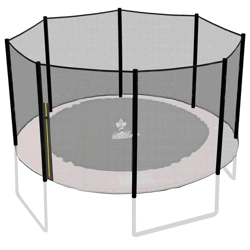 Trampolin Außen-Sicherheitsnetz für 8-Stangen-Trampoline OHNE STANGEN - mit Reißverschlußöffnung am Pfosten - schwarz - Ersatzteil
