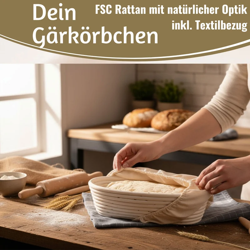 Gärkörbchen Gärkorb Oval 35x15x8cm Peddigrohr Brotform Leineneinsatz Brotkorb