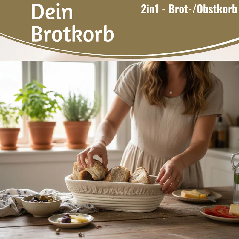 Gärkörbchen Gärkorb Oval 35x15x8cm Peddigrohr Brotform Leineneinsatz Brotkorb